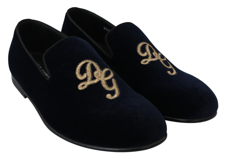 Dolce & Gabbana Elegante blaue bestickte Loafers