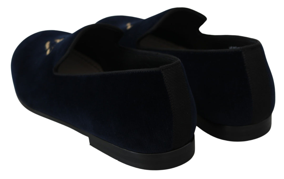 Dolce & Gabbana Elegante blaue bestickte Loafers