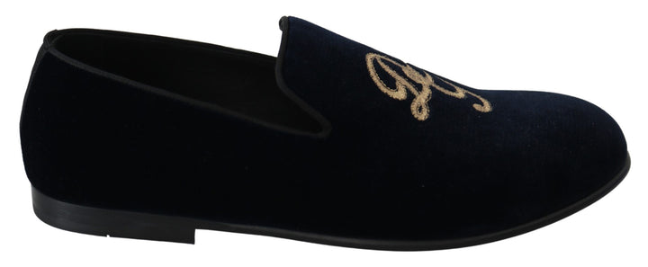 Dolce & Gabbana Elegante blaue bestickte Loafers