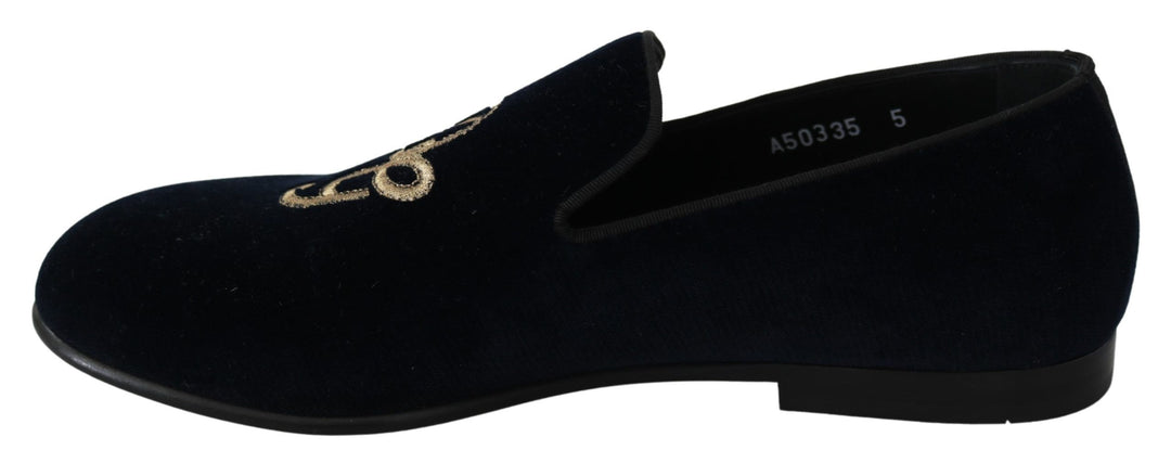 Dolce & Gabbana Elegante blaue bestickte Loafers