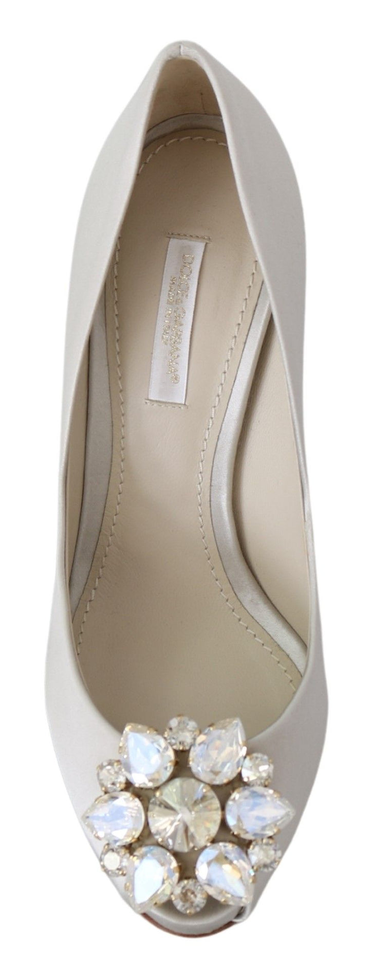 Weiße Crystal Peep Toe Seidenmischung Heels