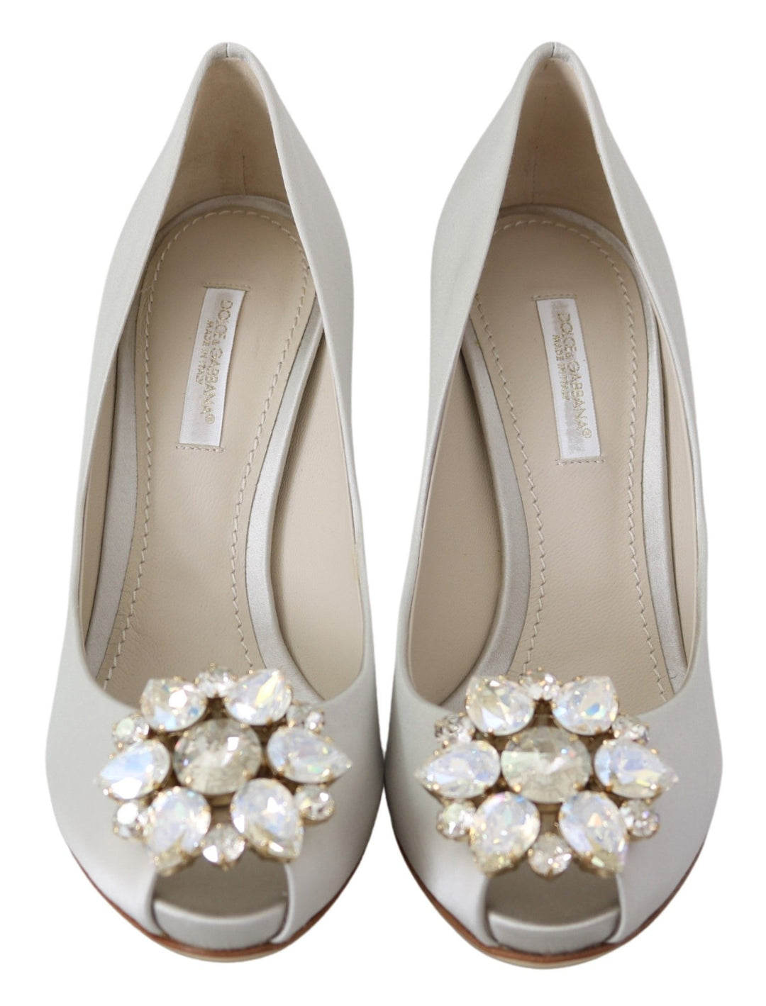 Weiße Crystal Peep Toe Seidenmischung Heels