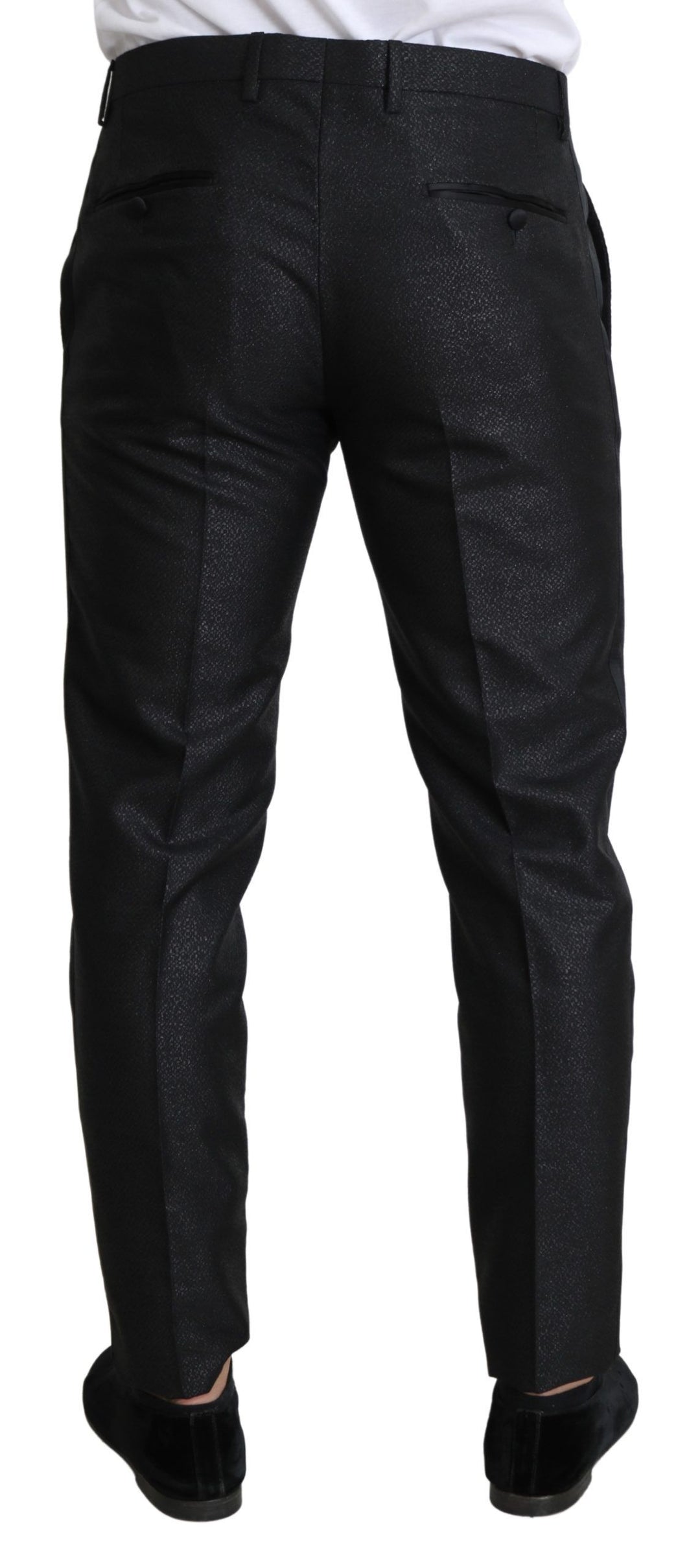 Schwarzes Metallic-Skinny-Hosenkleid
