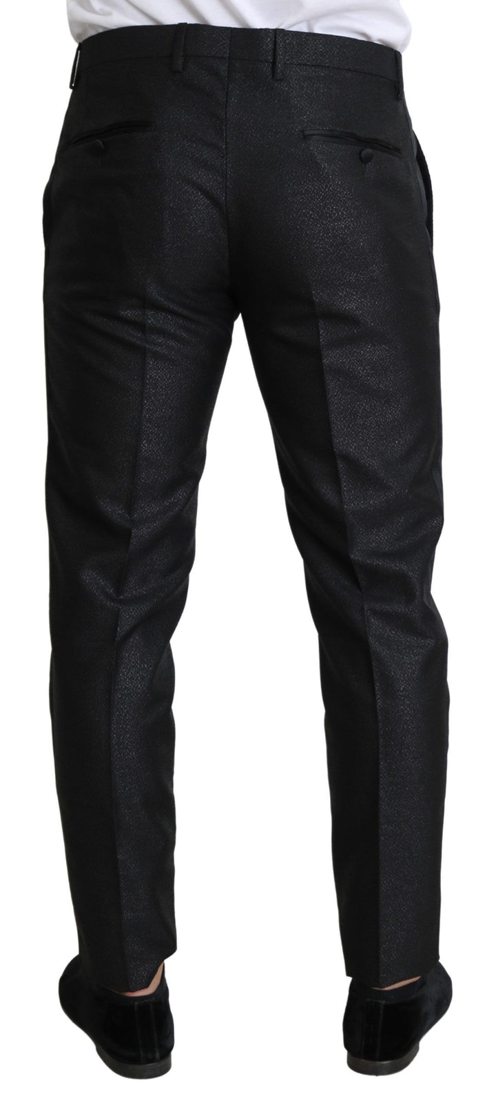Schwarzes Metallic-Skinny-Hosenkleid