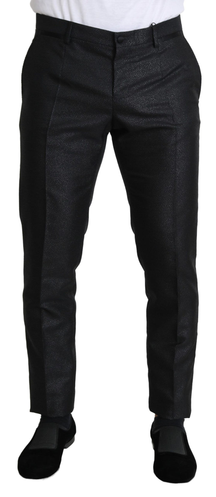 Schwarzes Metallic-Skinny-Hosenkleid