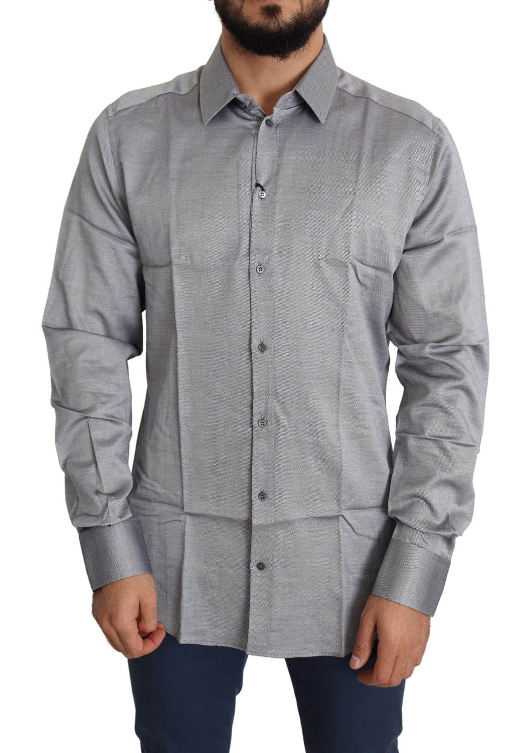 Elegantes graues Slim Fit Baumwollhemd