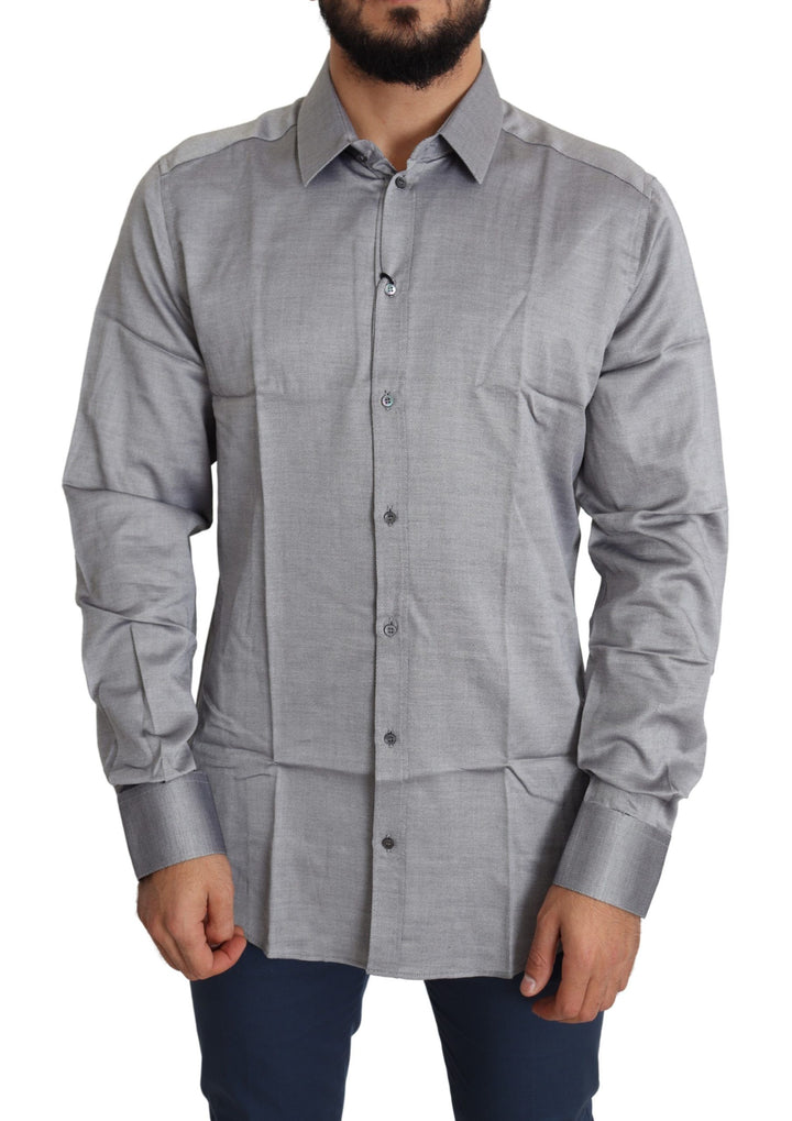 Elegantes graues Slim Fit Baumwollhemd
