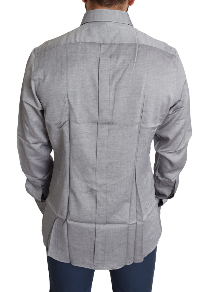 Elegantes graues Slim Fit Baumwollhemd