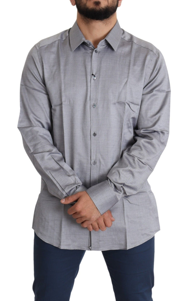 Elegantes graues Slim Fit Baumwollhemd