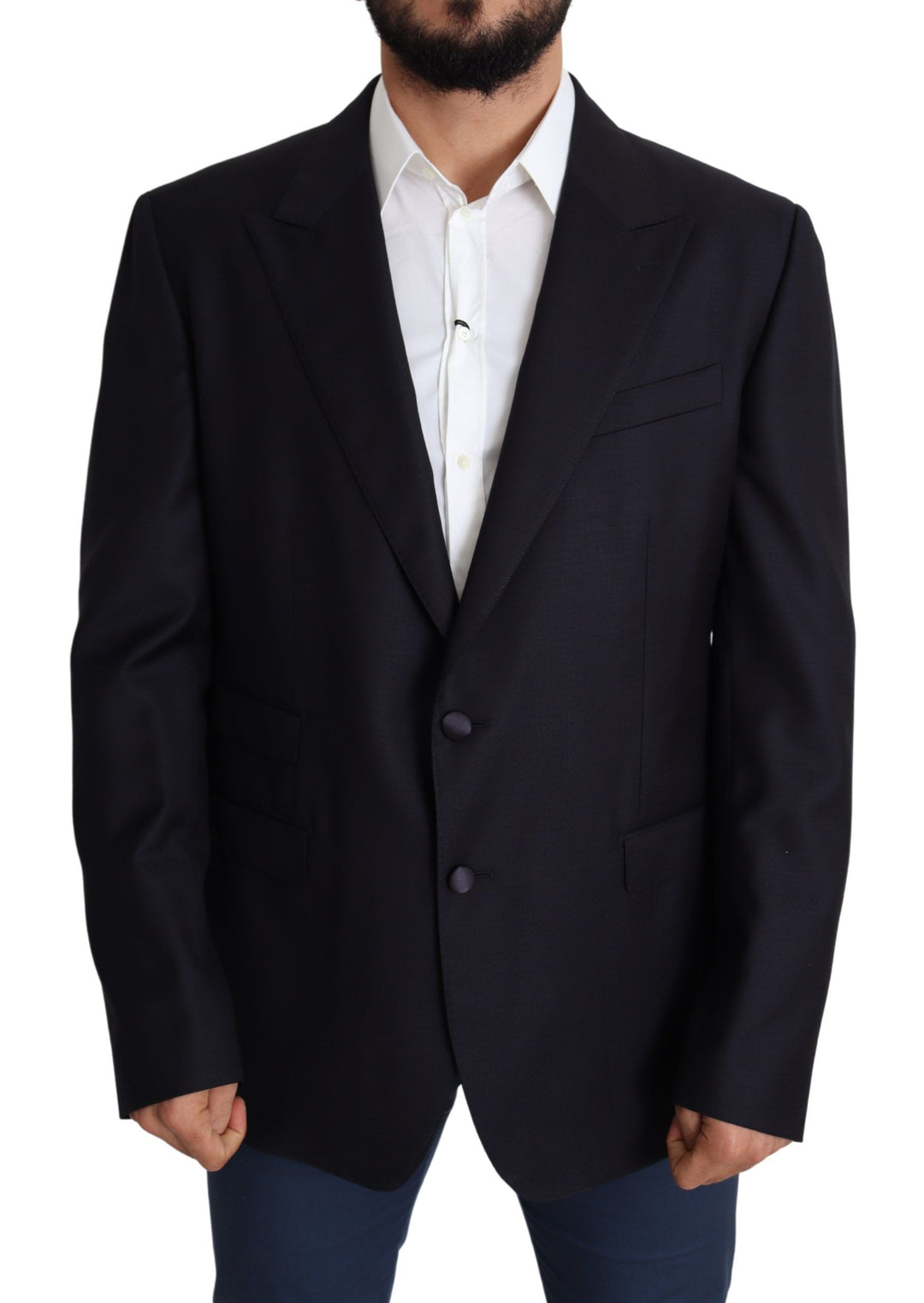 Schwarzer einreihiger NAPOLI-Blazer aus Wolle