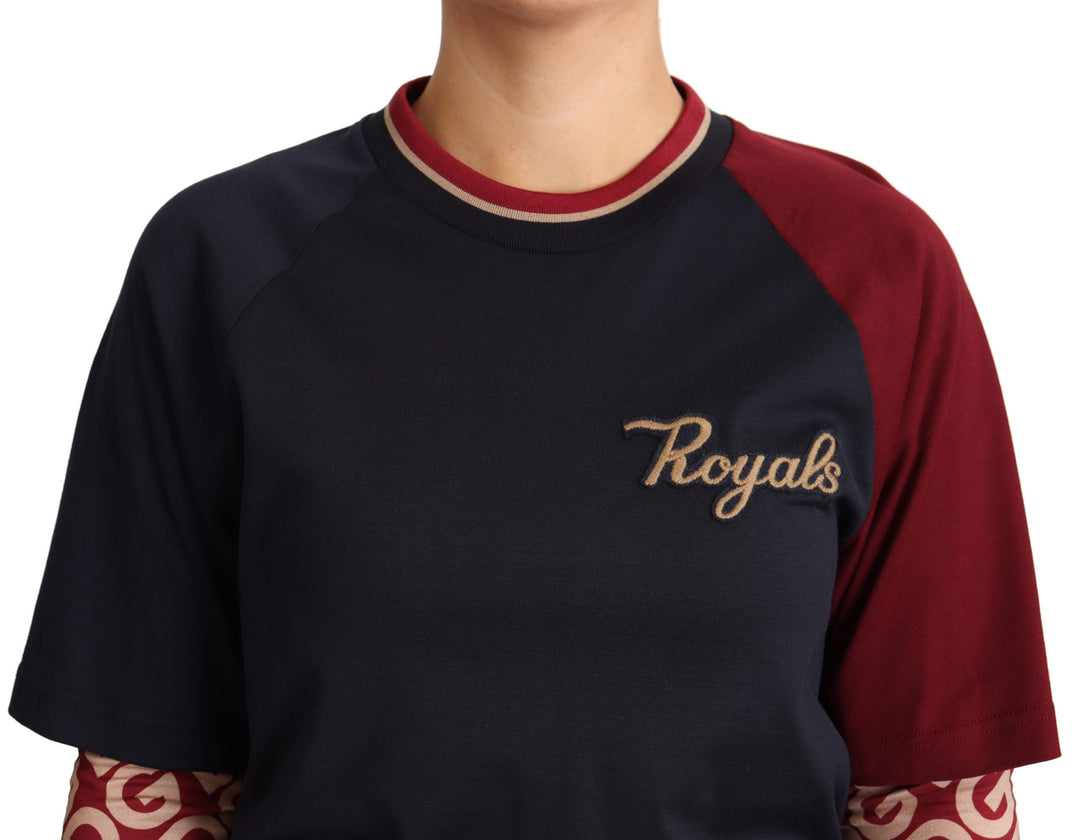 Dolce & Gabbana Multicolor Royals Baumwollpullover mit Rundhalsausschnitt