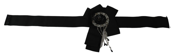 Eleganter schwarzer Kristall-Taillengürtel