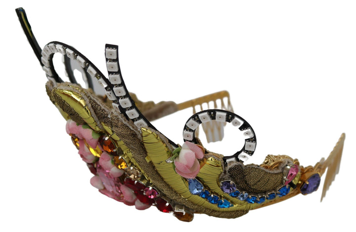 Atemberaubende Kristall Diadem Tiara - Gold Multicolor