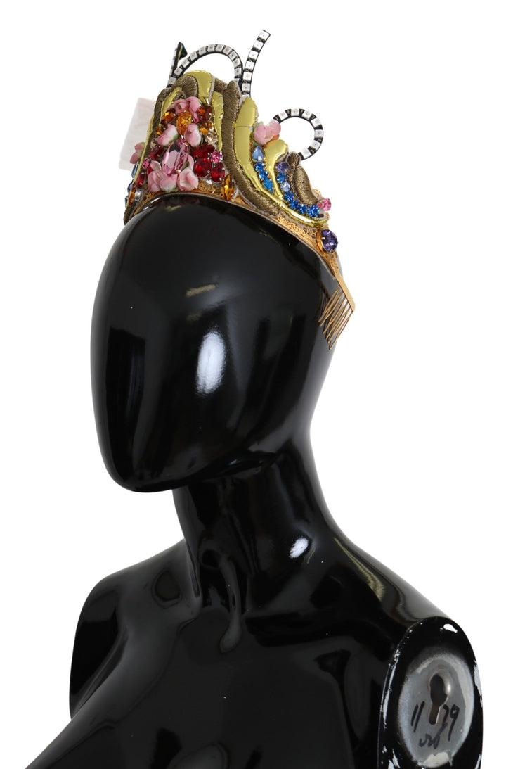 Atemberaubende Kristall Diadem Tiara - Gold Multicolor