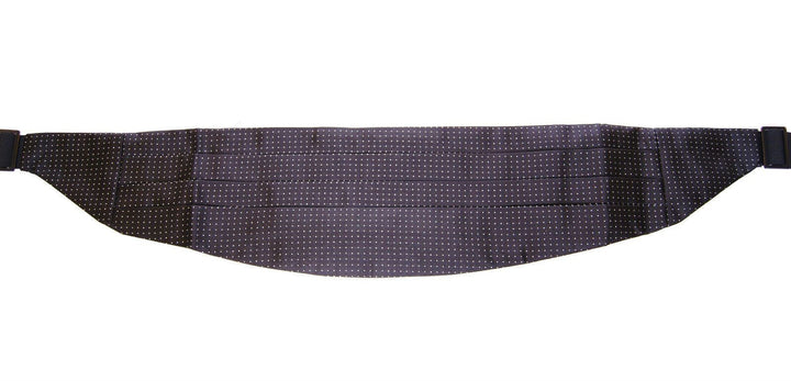 Elegant black silk cummerbund with polka dots