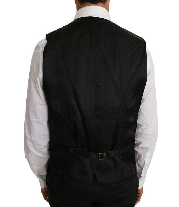 Elegant black formal wool blend waistcoat