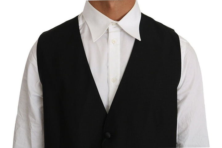 Elegant black formal wool blend waistcoat