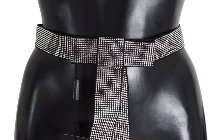 Schwarzer Seidenkristall Schleife Taillengürtel Eleganz