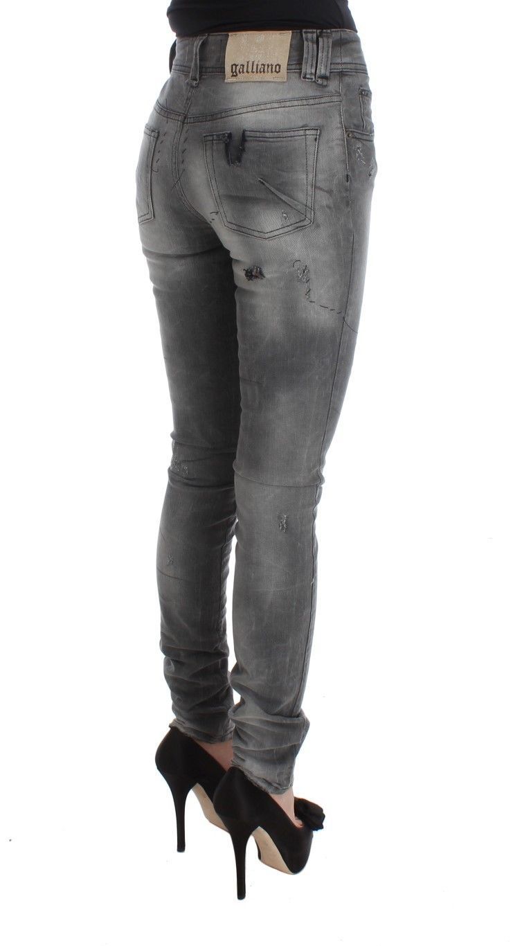 Graue Baumwollmischung Slim Fit Denim Jeans Hose