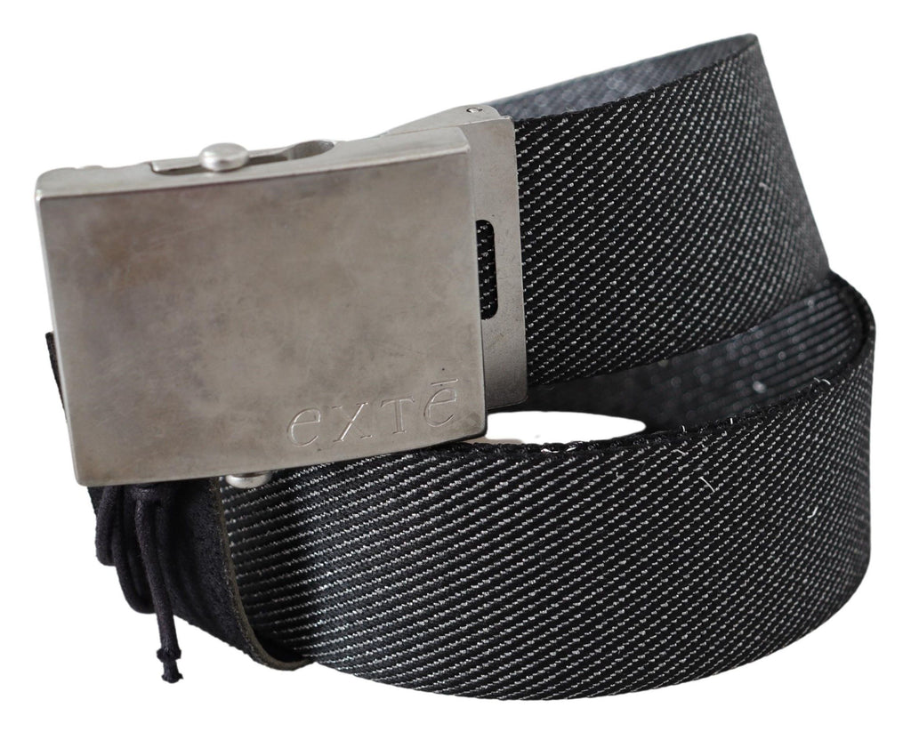 Elegant black canvas belt with silver buckle