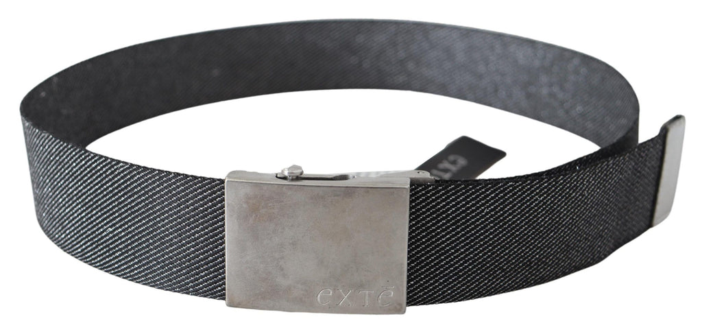 Elegant black canvas belt with silver buckle