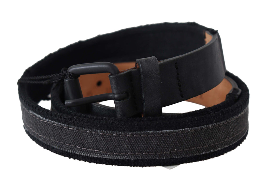 Chic black leather waist belt