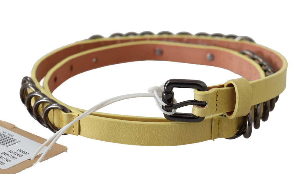 Chic yellow leather skinny belt
