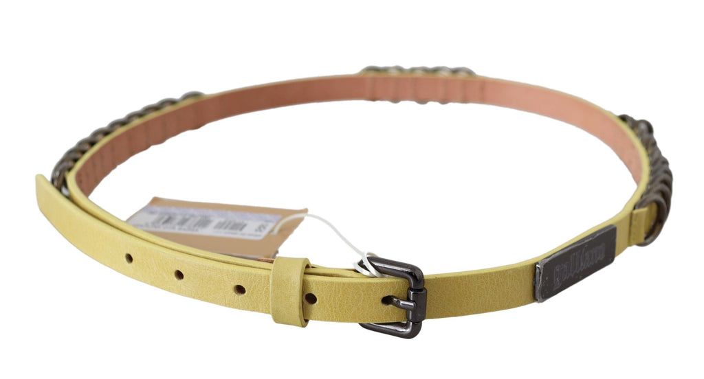 Chic yellow leather skinny belt