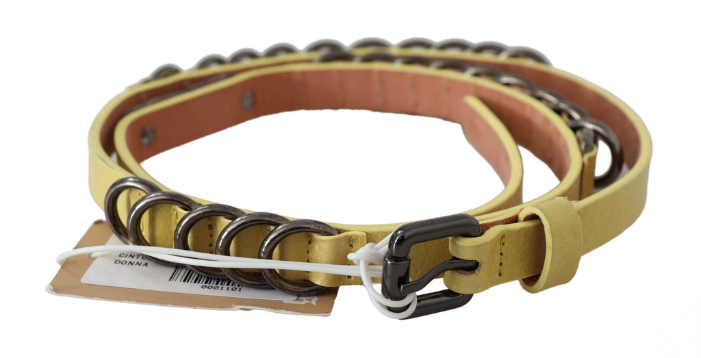 Chic yellow leather skinny belt