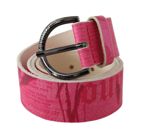 Elegant pink leather fashion belt