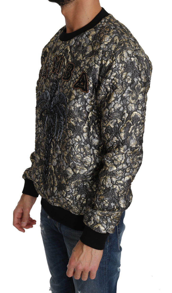 Samba Jacquard Palm Pullover mit Rundhalsausschnitt