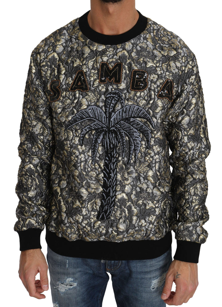 Samba Jacquard Palm Pullover mit Rundhalsausschnitt
