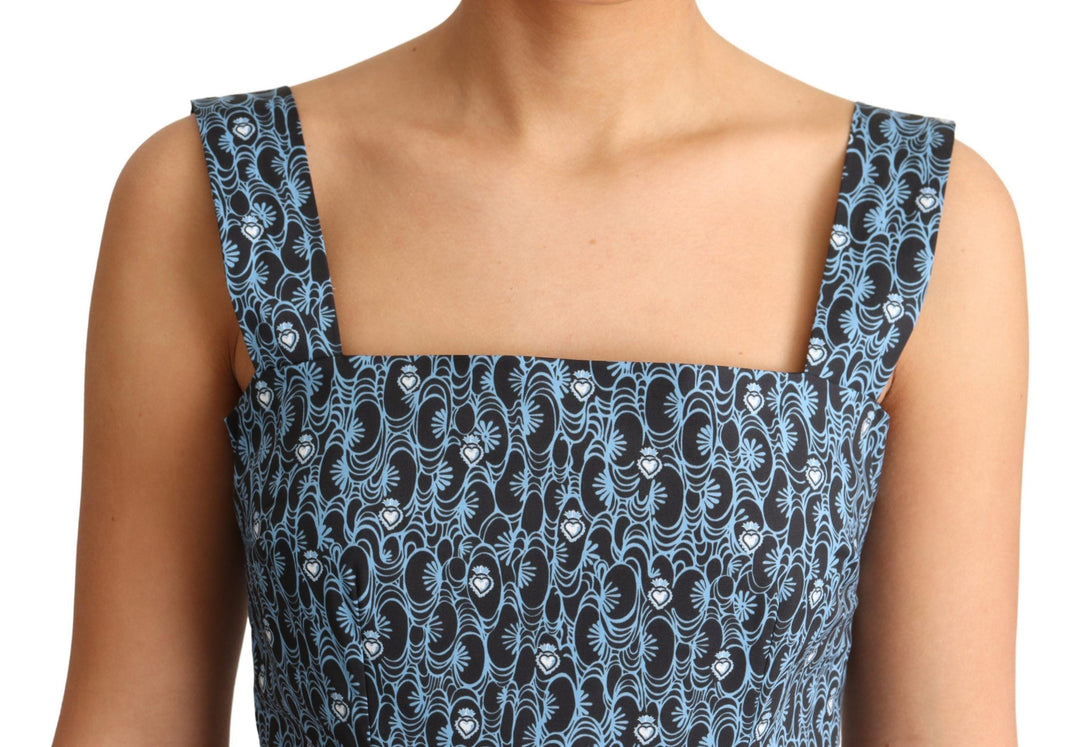 Elegant sleeveless A-line dress with blue heart