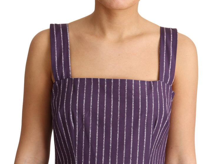 Elegantes ärmelloses lila gestreiftes A-Linien-Kleid