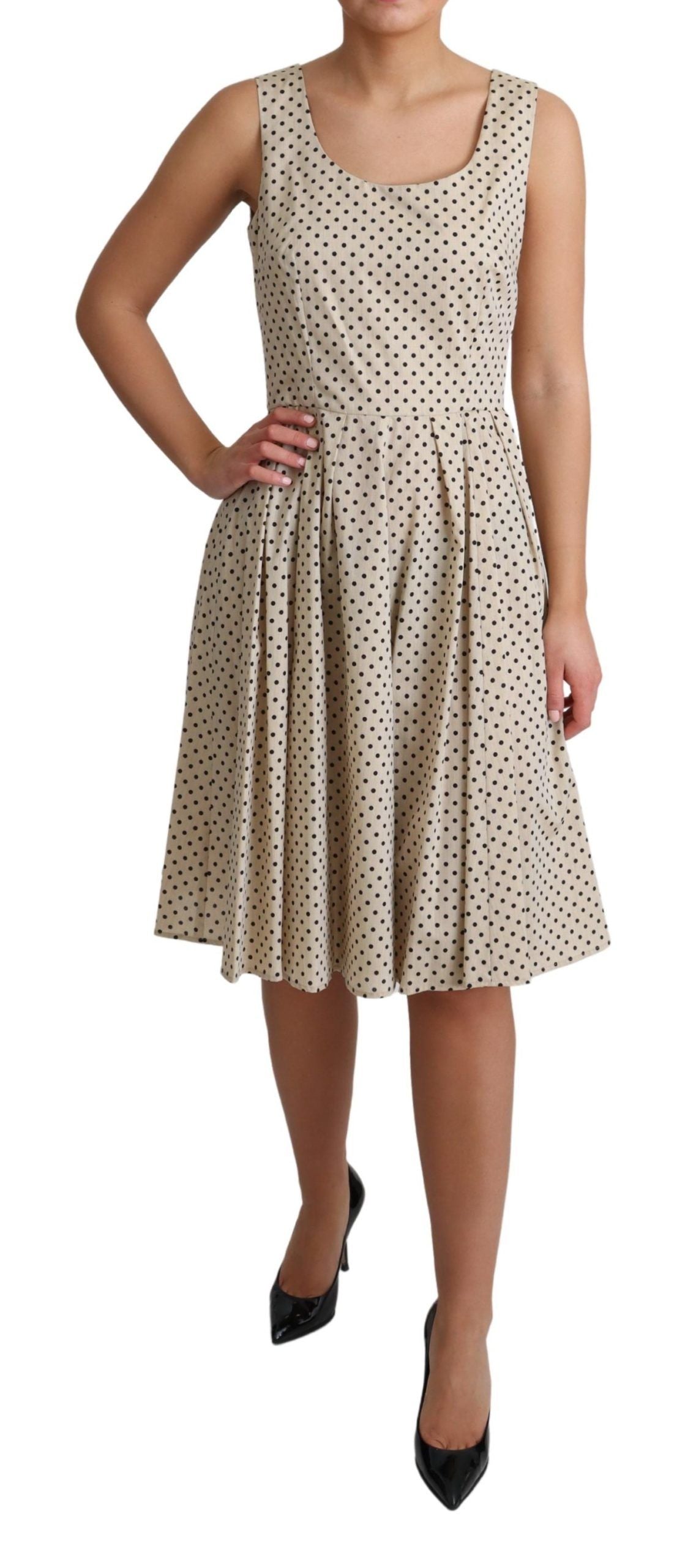 Elegant polka dot sleeveless A-line dress