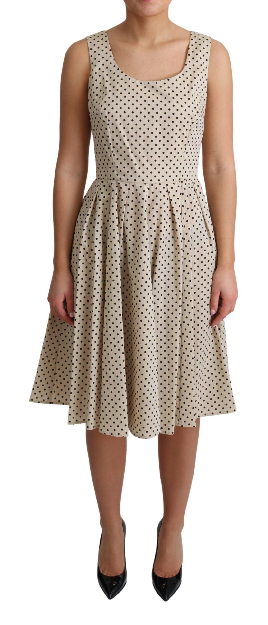Elegant polka dot sleeveless A-line dress