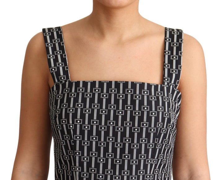 Elegant sleeveless dress in geometric A-line