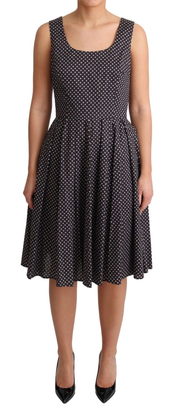 Elegantes ärmelloses Kleid mit Blumenmuster in A-Linie
