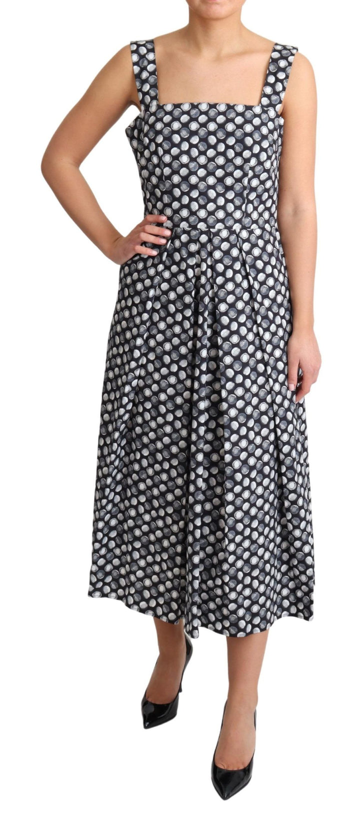Elegantes ärmelloses geometrisches Midikleid in A-Linie