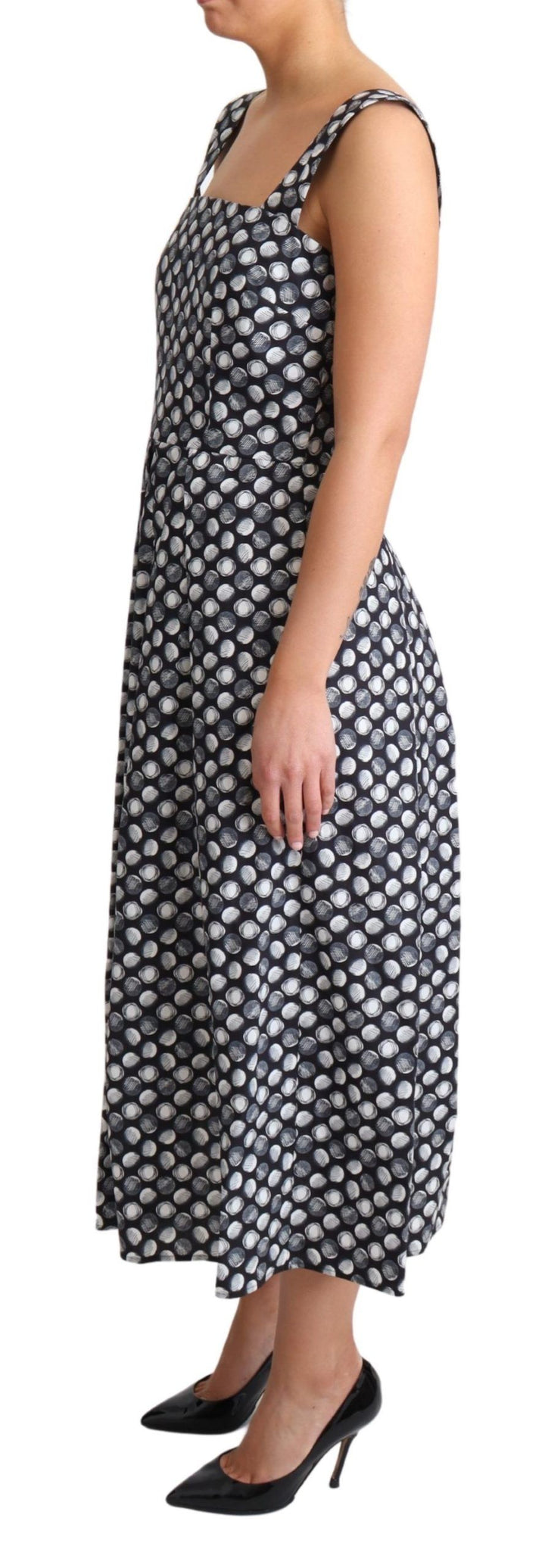 Elegantes ärmelloses geometrisches Midikleid in A-Linie
