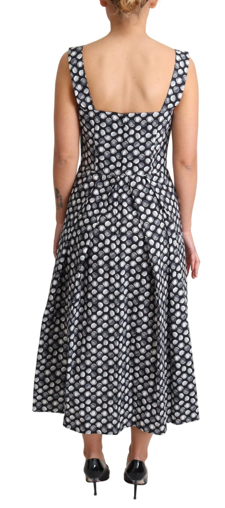 Elegantes ärmelloses geometrisches Midikleid in A-Linie