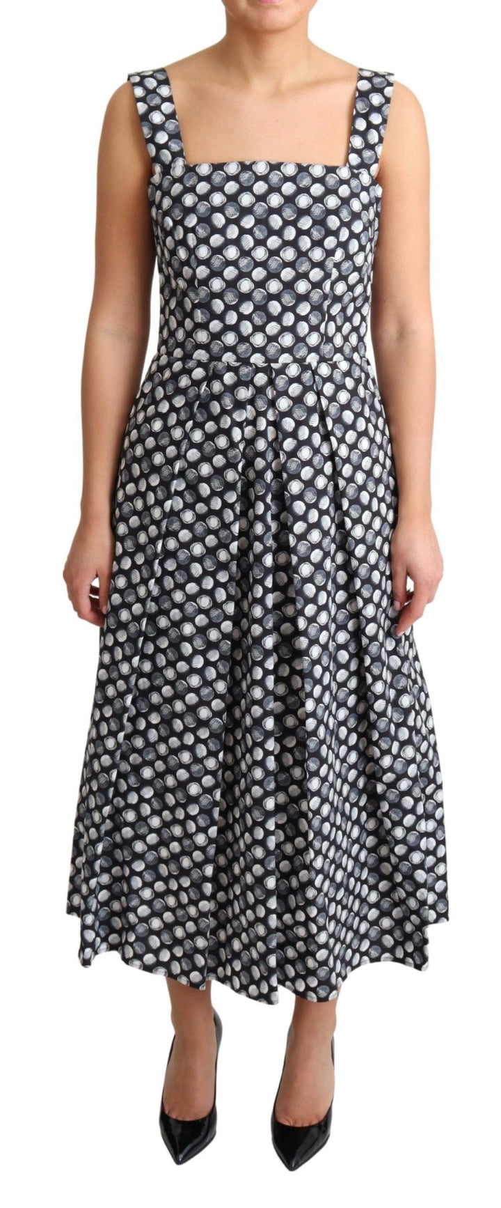 Elegantes ärmelloses geometrisches Midikleid in A-Linie