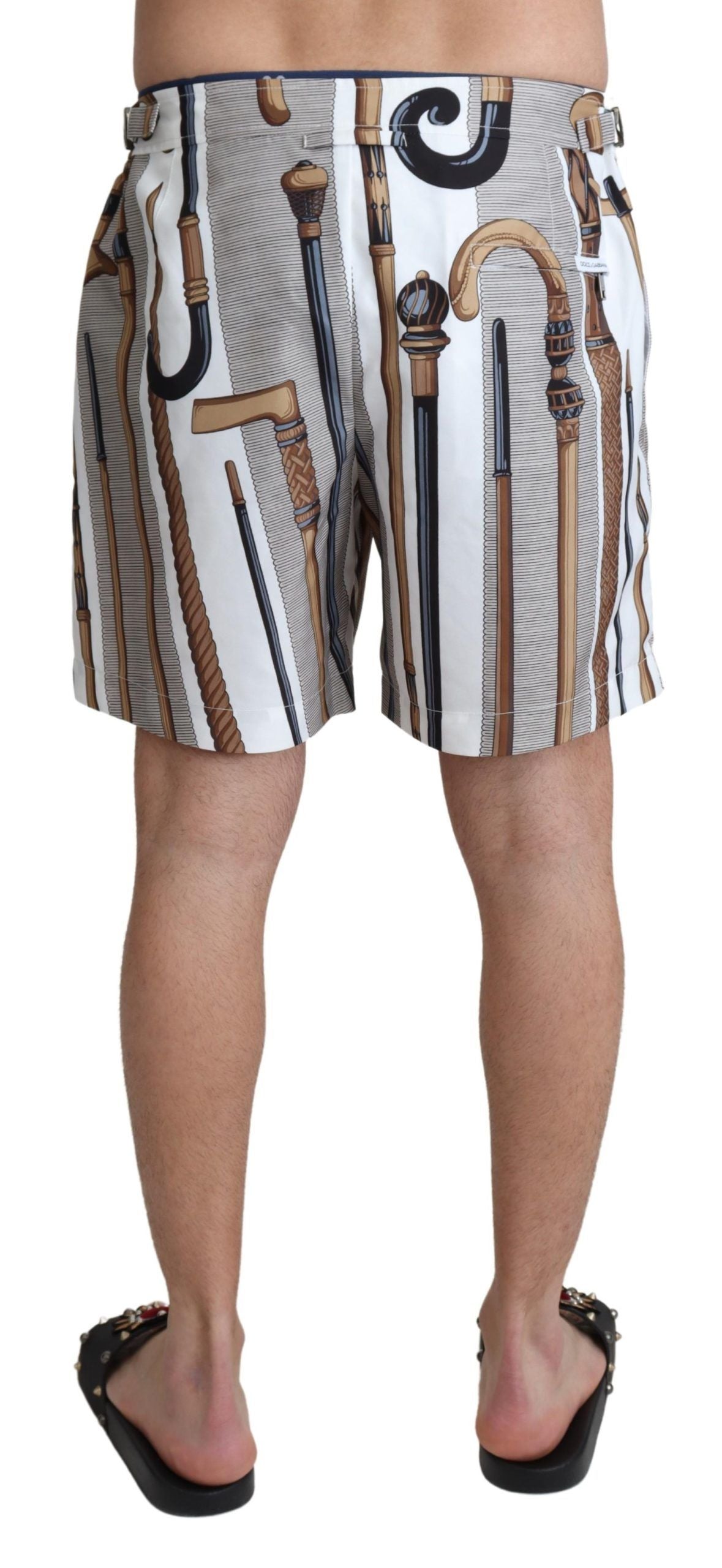 Elegant white multicolor swim shorts