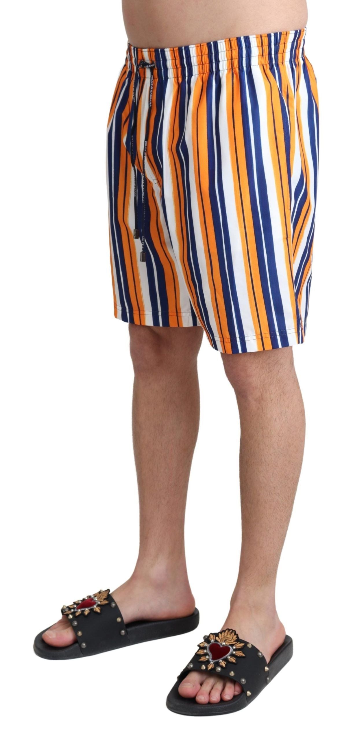 Multicolored striped swim shorts