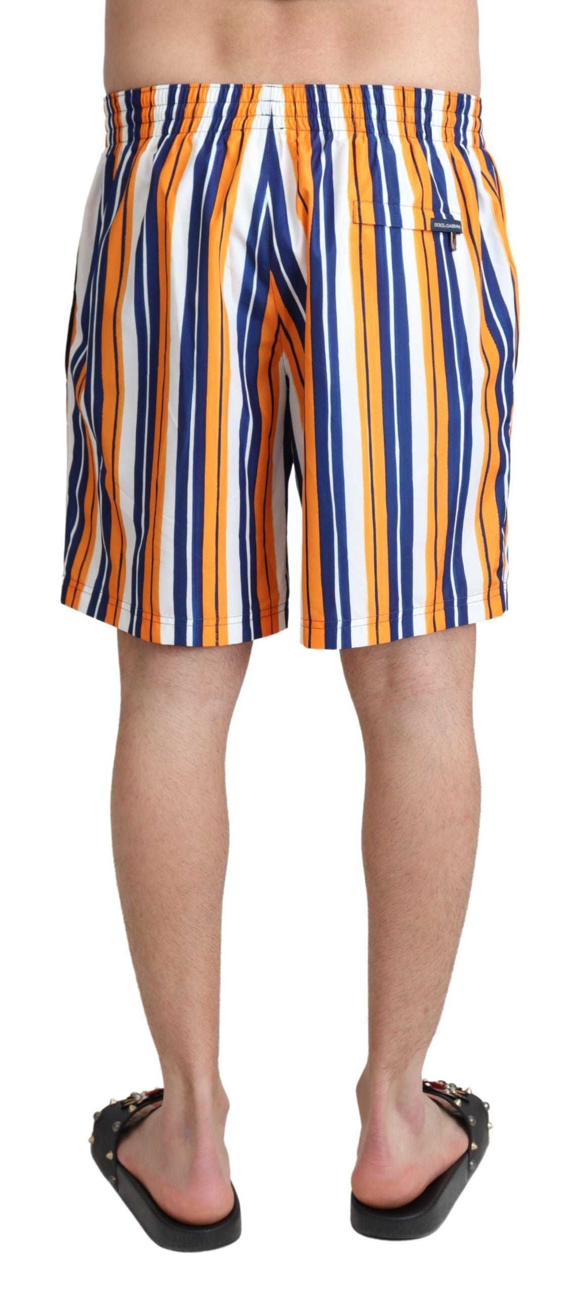 Multicolored striped swim shorts