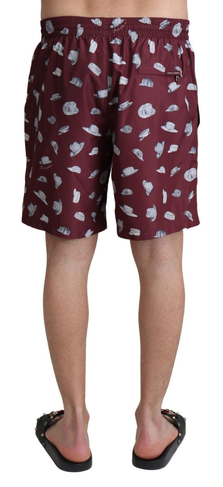 Maroon Hüte Print Strandbekleidung Shorts Bademode