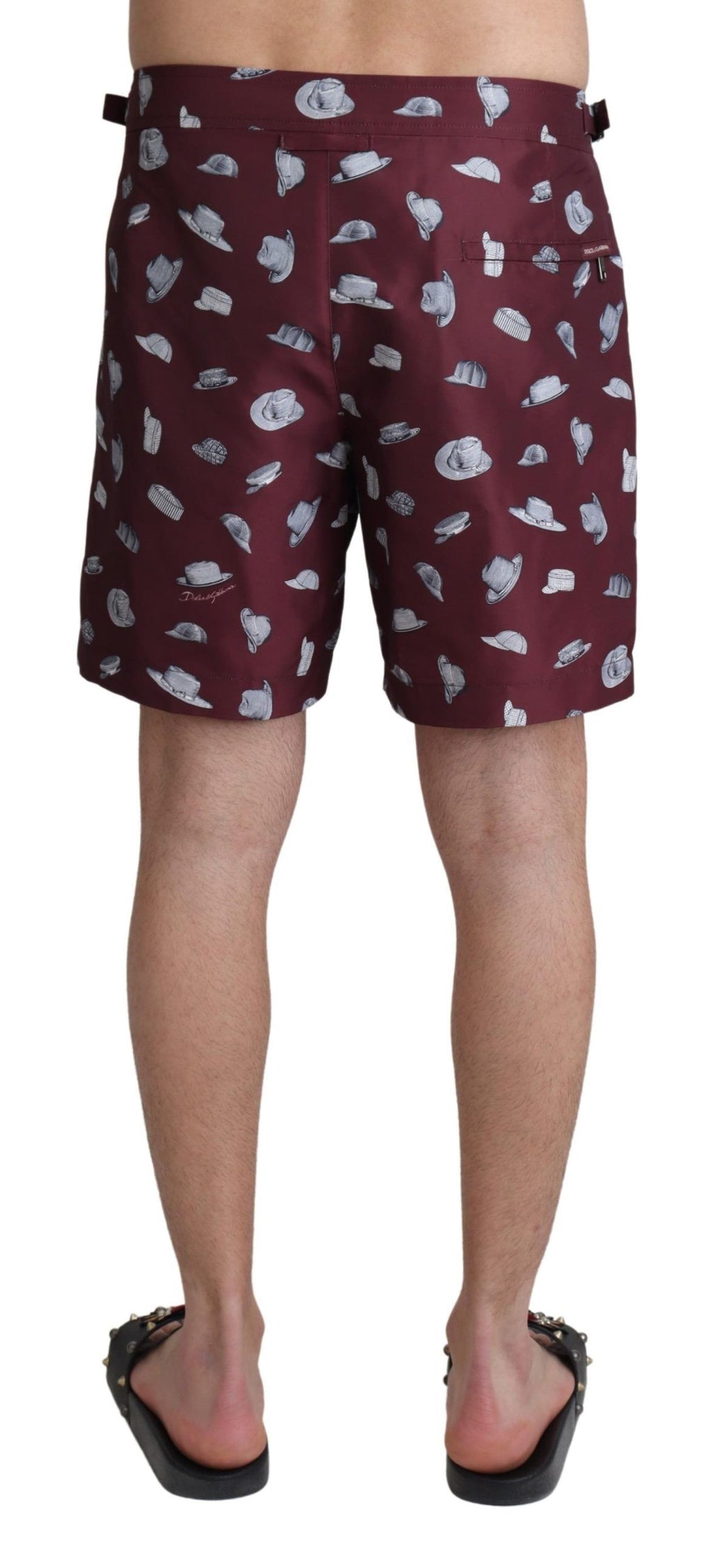 Maroon Hüte Print Strandbekleidung Shorts Bademode