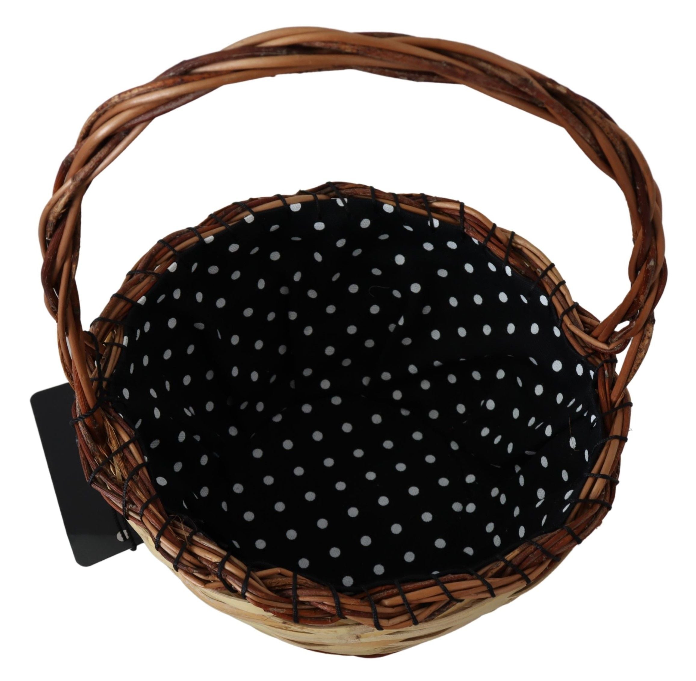 Chic beige wicker basket tote bag