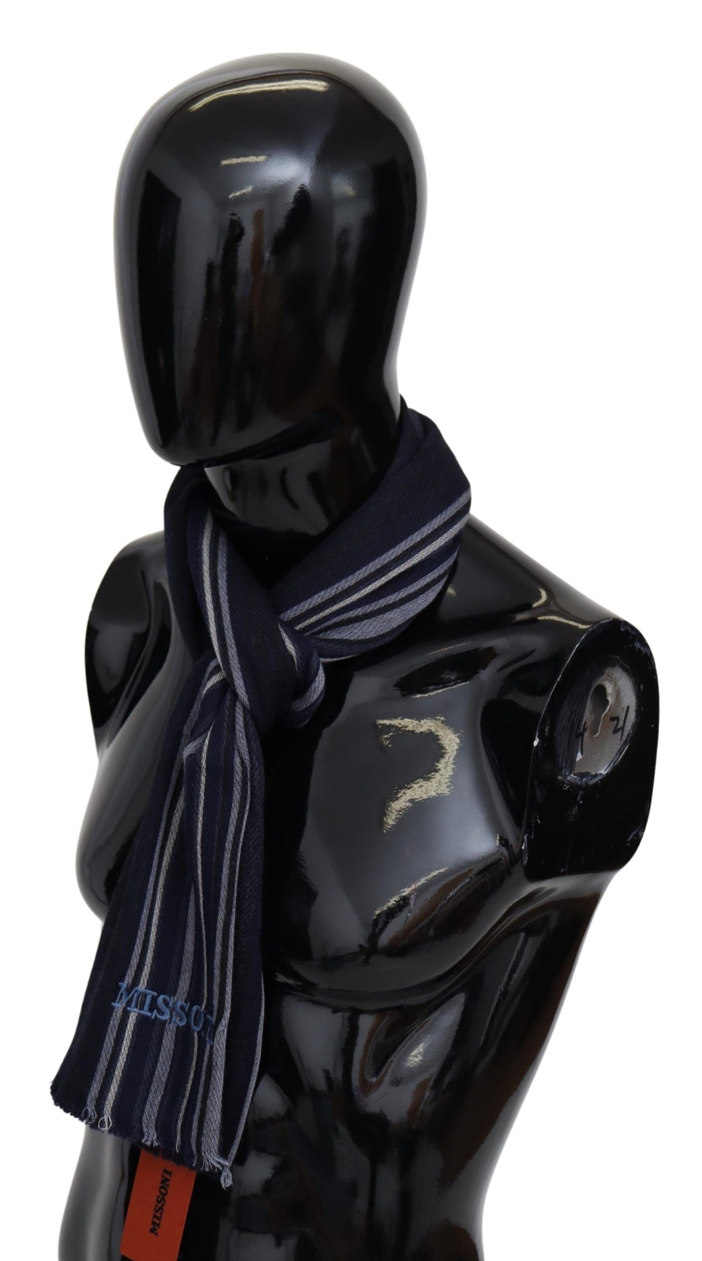 Chic multicolored striped scarf made of wool and silk