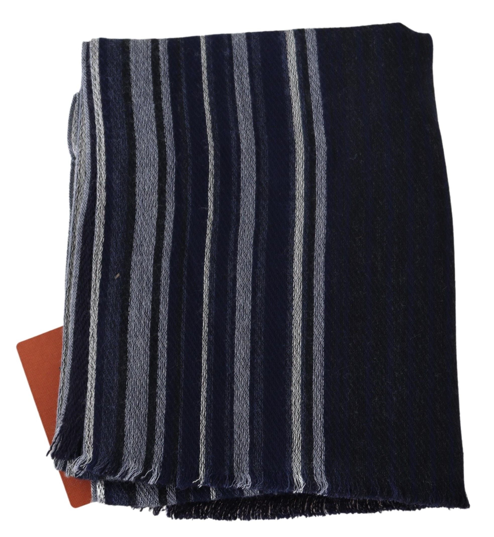 Chic multicolored striped scarf made of wool and silk